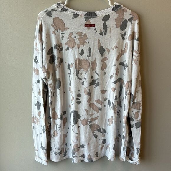 Hard Tail pullover tunic cream tie dye XS brown and grey vneck - Picture 7 of 7